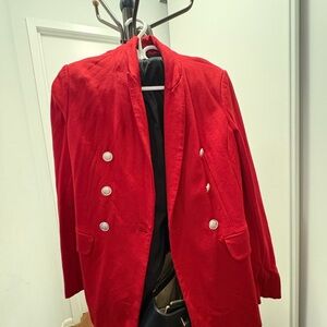 Red Double-Breasted Women's Blazer